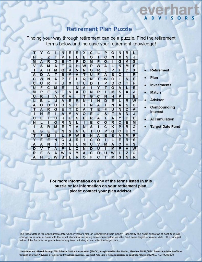 retirement word search